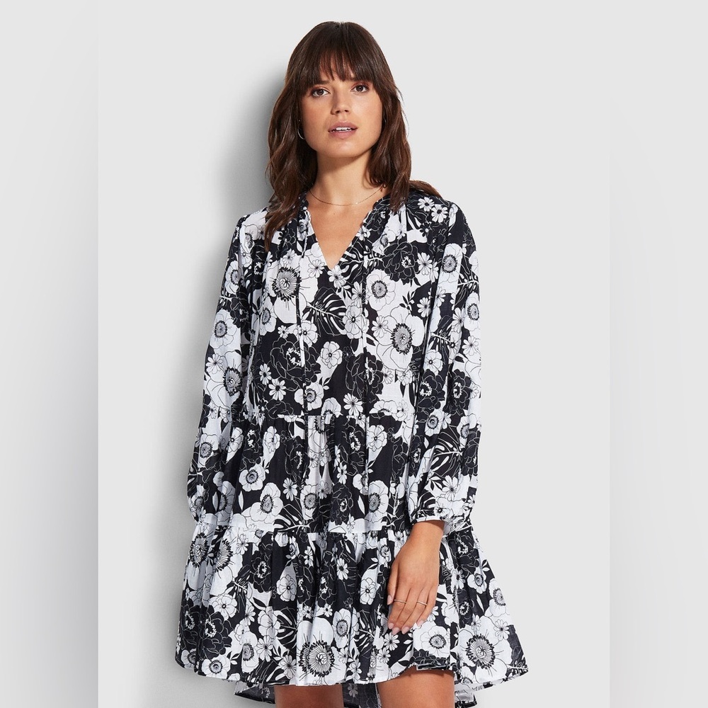 Seafolly Australia Summer Of Love Long Sleeve Cover-Up Dress Size S/M